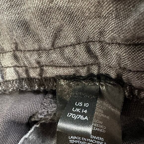 Anthropologie Sz 10 Embroidered Side Stripe Black Straight Leg Pants Aztek Boho - Picture 9 of 14